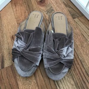A New Day lilac velvet slides
